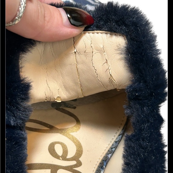 Sam Edelman Blue Floral Tapestry Mule With Faux Fur Trim Size 8 - Picture 5 of 7